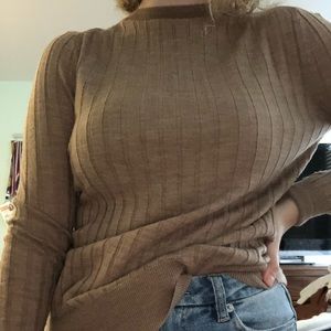 banana republic tan ribbed sweater long sleeve